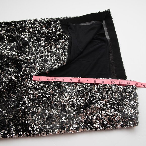 Marella Osmund2 Skirt Jersey Midi Straight Sequins Silver Black Size Medium New - Picture 9 of 10